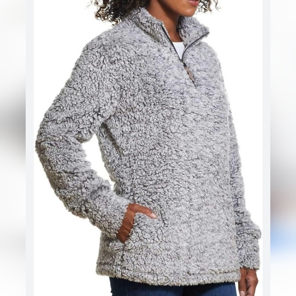 Pink Lily Sweaters - Pink lily Sherpa Quarter Zip Closure Pullover Jacket